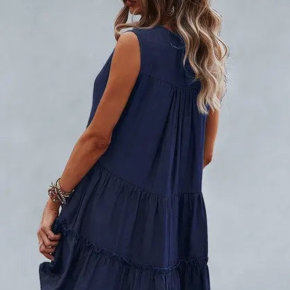 NWT Soft Flowy Tunic Blue mini dress - Picture 2 of 2